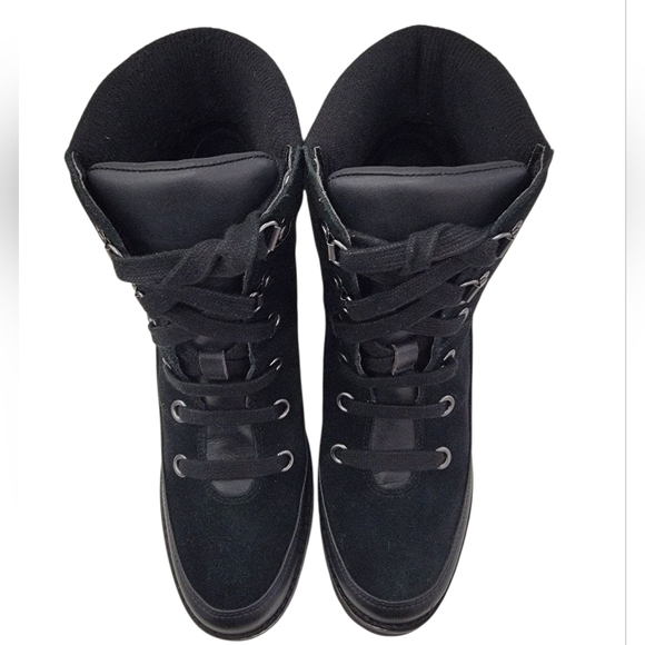 UGG Redwood Lace Up Heeled Booties Black Utilitarian Lug Sole Women's Size 8.5 - Picture 10 of 17